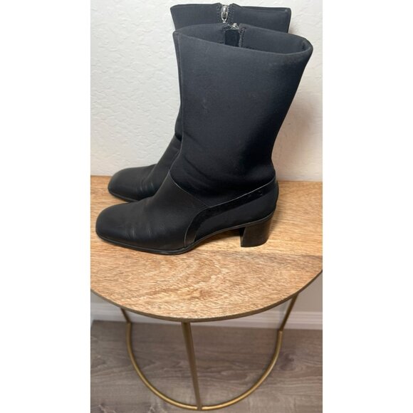 Vintage Rockport Chelsea Stretch Black Block Heel Boots 9M With Back Zippers - Picture 3 of 12
